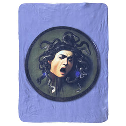 Head of Medusa Sherpa lined Fleece Blanket