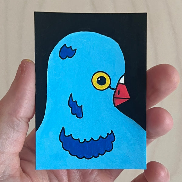 Original Mini Painting - Blue Pigeon