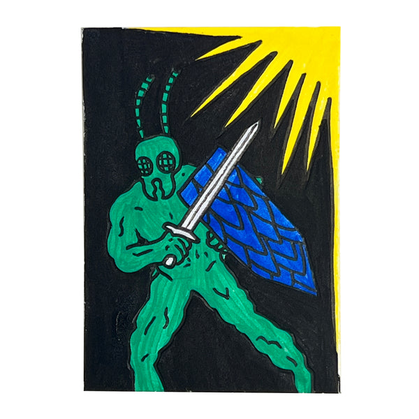 Original Mini Painting - Grasshopper Warrior
