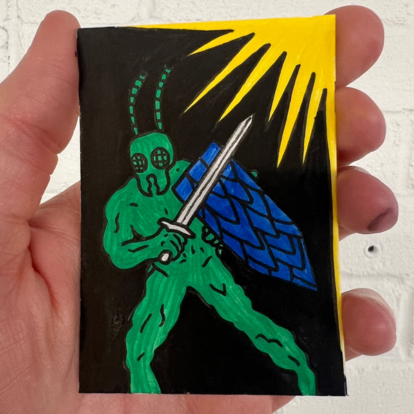 Original Mini Painting - Grasshopper Warrior