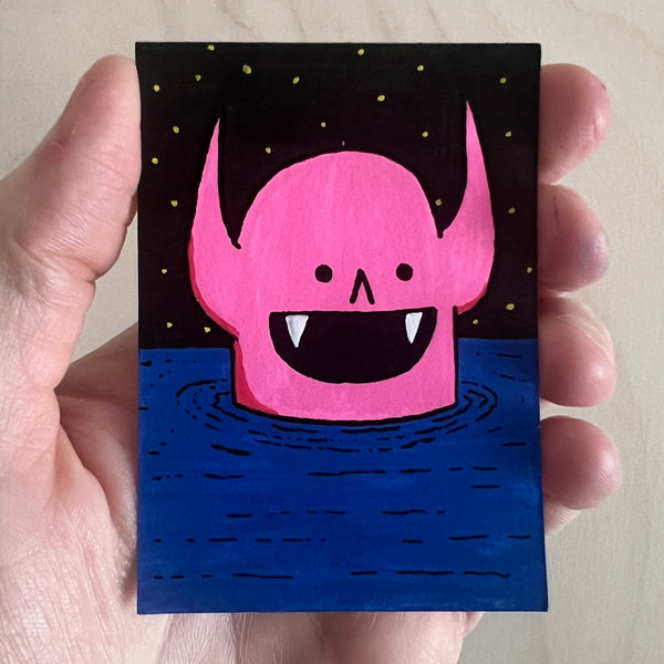 Original Mini Painting - Pit Demon (night swimming)