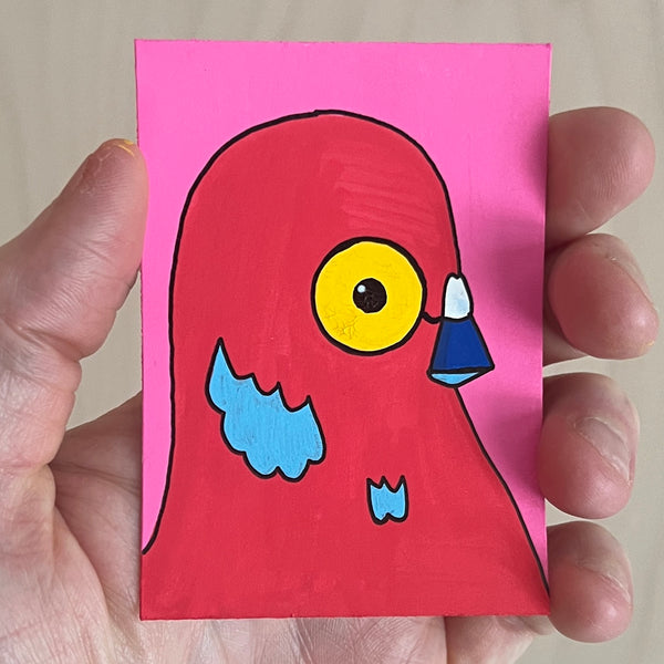 Original Mini Painting - Red Pigeon
