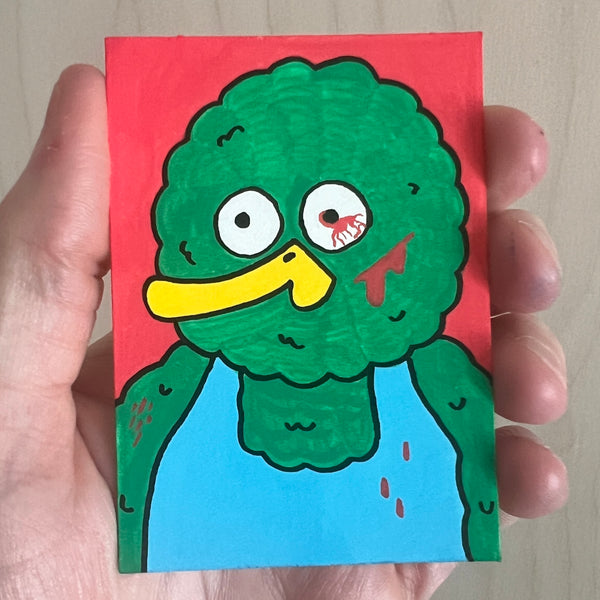 Original Mini Painting - Wrestler Bird (post fight)