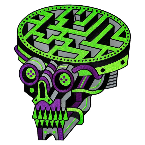 Yeahgnar Cyber Maze Skull Reflective Back Patch