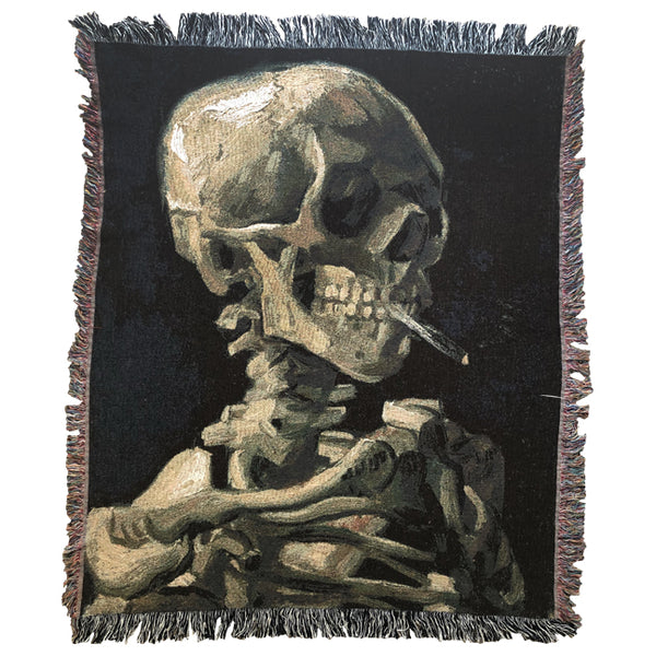Skull of a Skeleton with Burning Cigarette Blanket