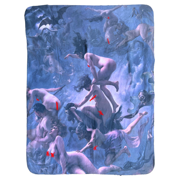 Witches Going to Their Sabbath Sherpa lined Fleece Blanket